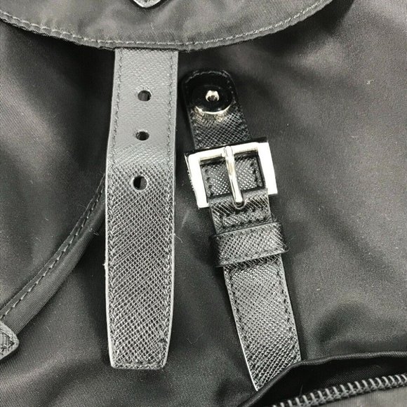 PRADA Logo Plate triangle logo backpack bag Nylon / Leather Black main image 7